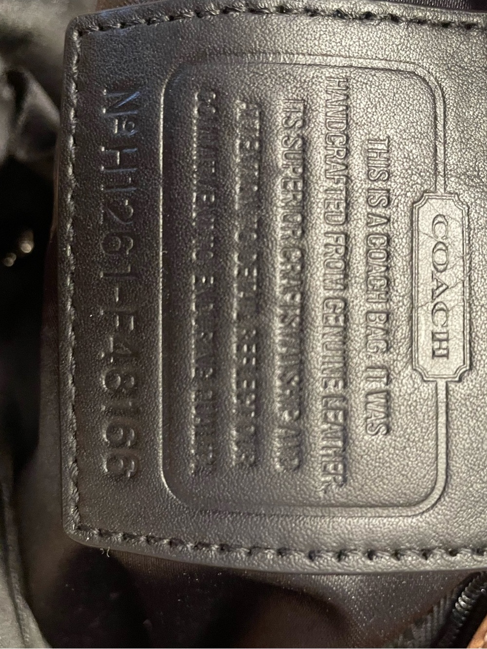 Coach Black Patent Tote with Tan Trim - Picture 12 of 13